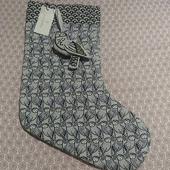 Vera Bradley Owl Christmas Stocking/ornament Set. Grey and Black Owl Print. - Picture 3 of 4